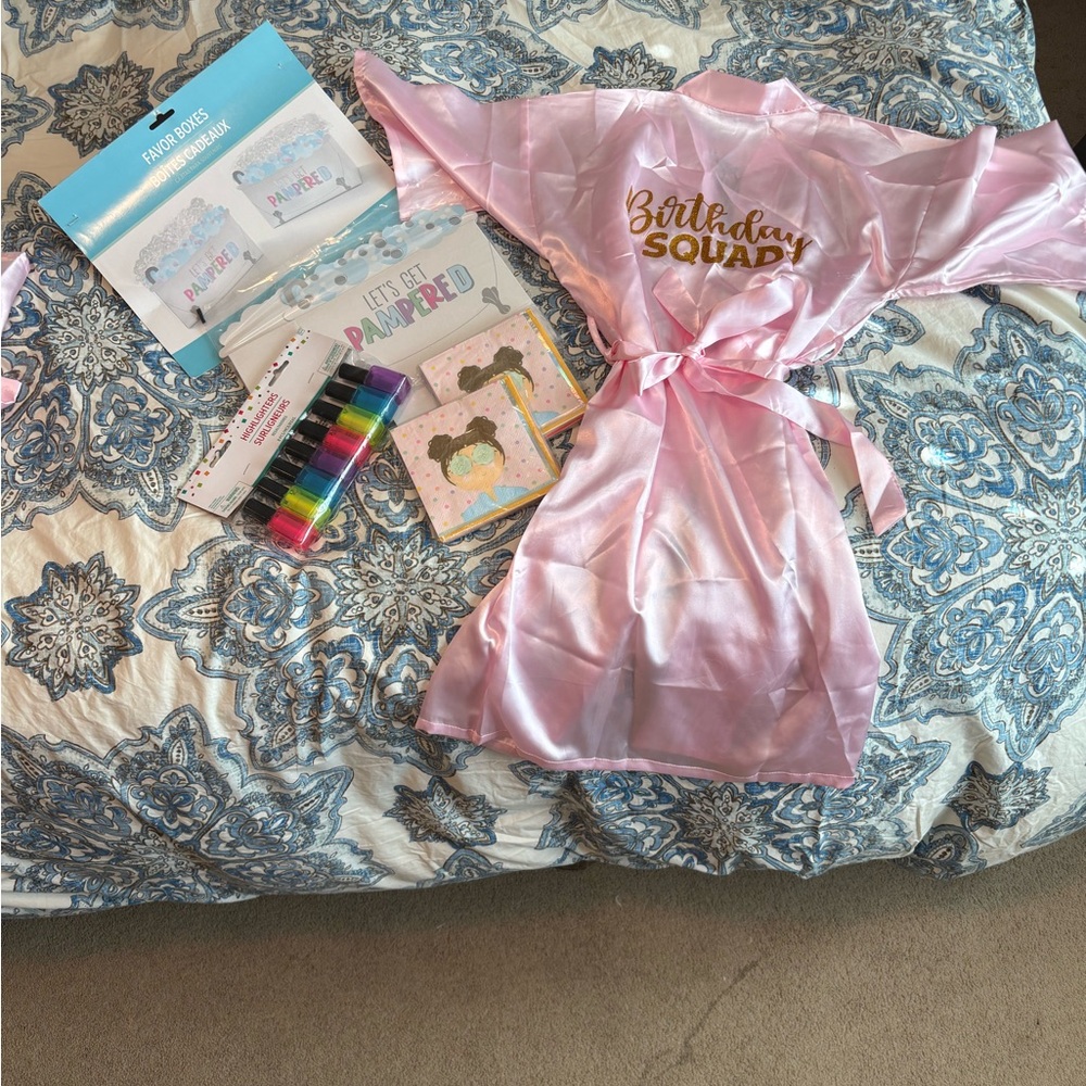 Pink Birthday Squad Kids Robe